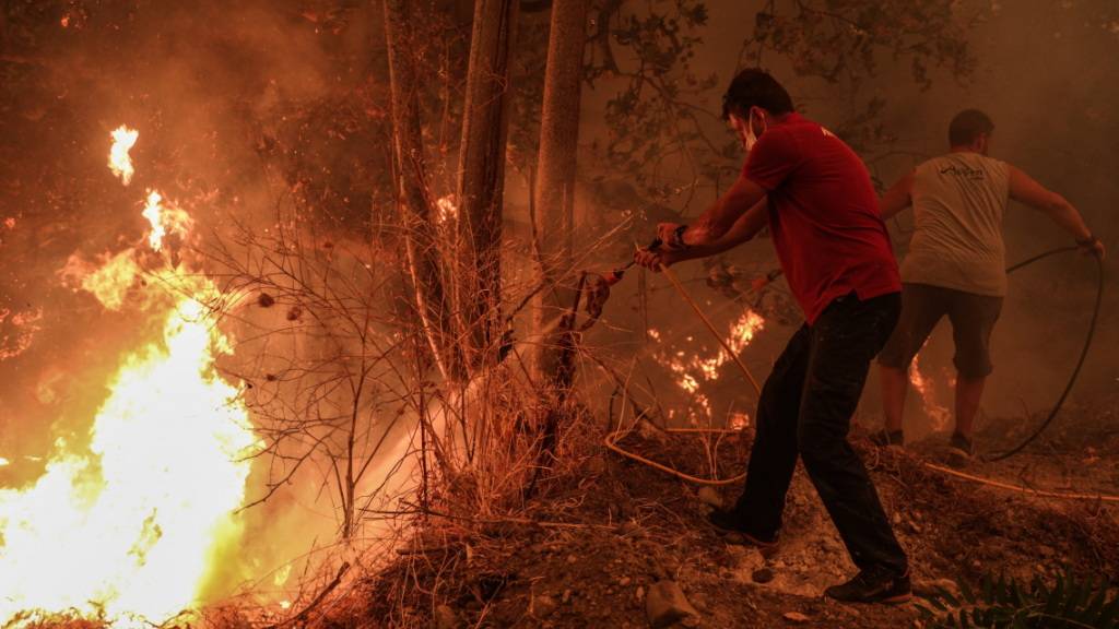 Die Lage wird immer bedrohlicher: Auf der griechischen Insel Euböa stehen auch am siebten Tag gewaltige Waldflächen in Flammen, die Brände breiten sich unkontrolliert aus. Foto: Eurokinissi/Eurokinissi via ZUMA Press Wire/dpa