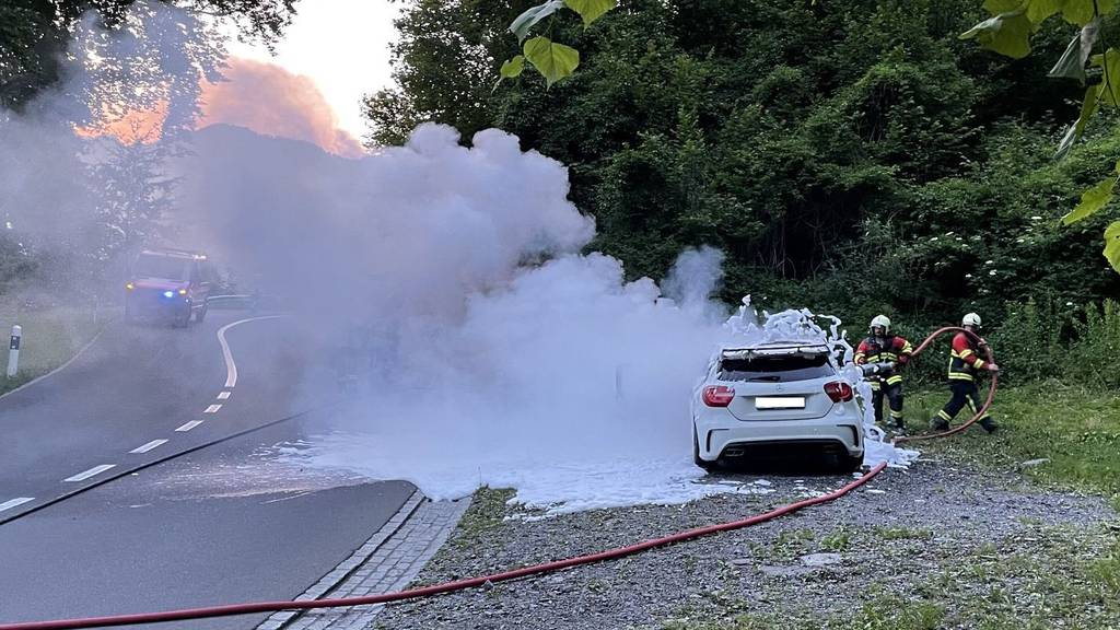 Auto brennt in Morschach komplett aus