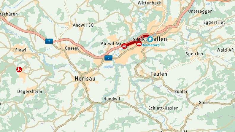 Bis zum Mittagessen dauert es etwas länger, wenn man auf der Stadtautobahn St.Gallen fährt.
