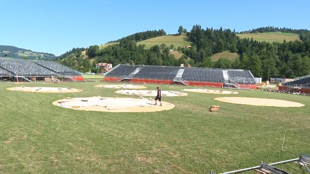 Der Aufbau für das Emmentalische Schwingfest läuft auf Hochtouren