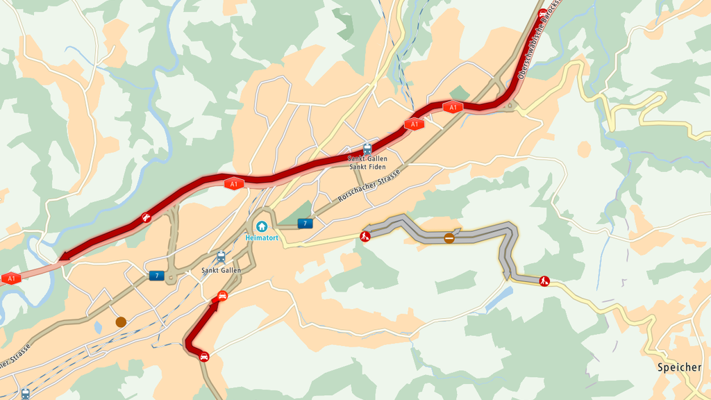 Es staut auf der Stadtautobahn.