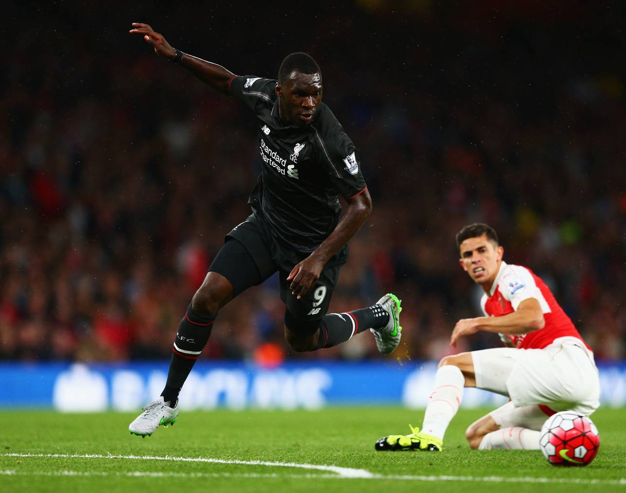 during the Barclays Premier League match between Arsenal and Liverpool at Emirates Stadium on August 24, 2015 in London, England.