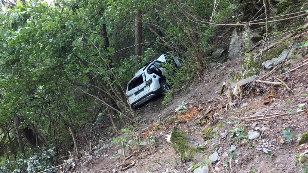 Das Auto mit dem Kind fiel 20 Meter über eine Felswand und kam in einem Waldstück zum Stillstand.