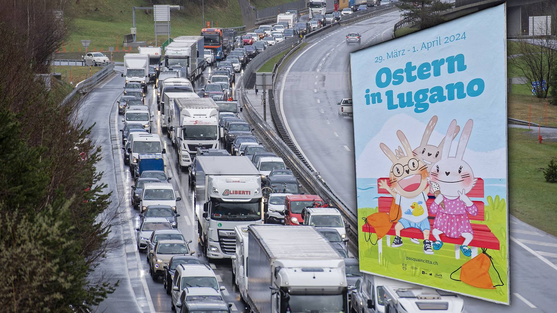 Lugano wirbt unter anderem in der Stadt Luzern für Ostern in Lugano. Führt dies zu noch mehr Stau vor dem Gotthardtunnel?