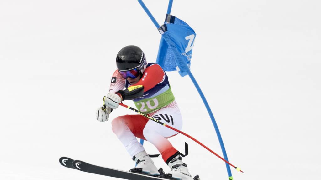 Robin Cuche liegt nach dem 1. Lauf des Riesenslalom auf Podestkurs