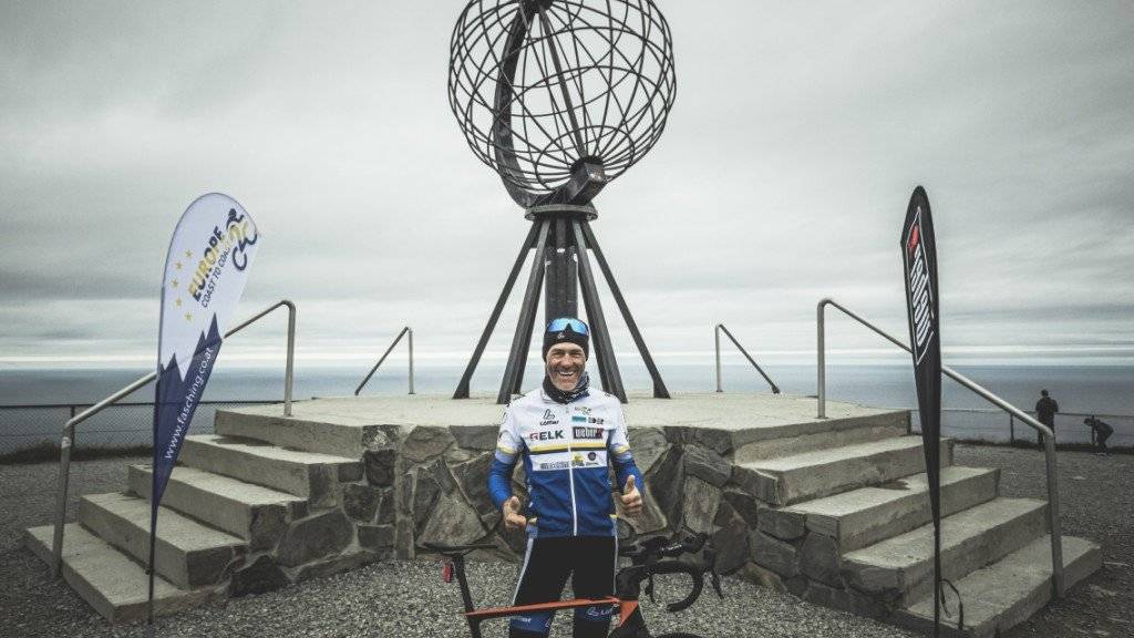 Der österreichische Extremsportler Wolfgang Fasching ist mit dem Fahrrad in Rekordzeit von Gibraltar bis zum Nordkap gefahren.