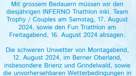 Inferno Triathlon nach Unwettern im Berner Oberland abgesagt