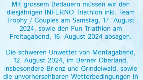 Inferno Triathlon nach Unwettern im Berner Oberland abgesagt