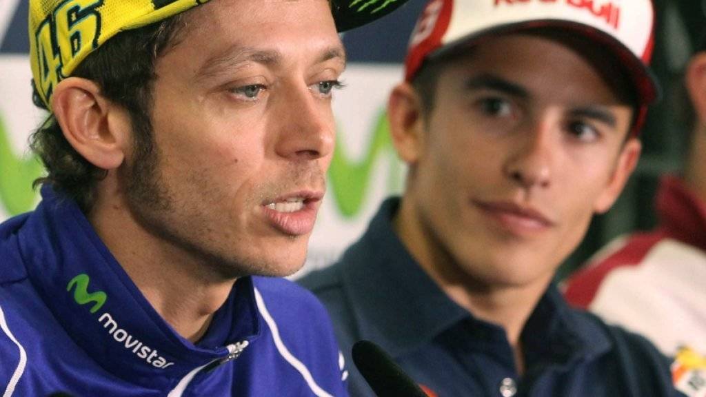Im September vor dem GP von Aragonien war die Stimmung zwischen Valentino Rossi und Marc Marquez (rechts) noch in Ordnung.