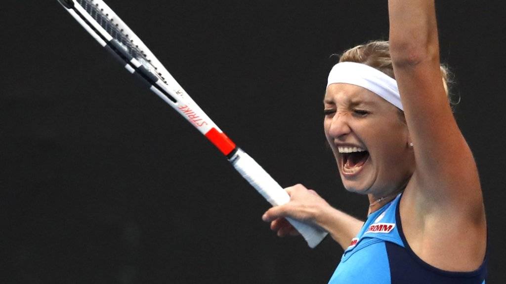 Ausgelassene Freude: Timea Bacsinszky erreichte am Australian Open erst zum zweiten Mal die 3. Runde