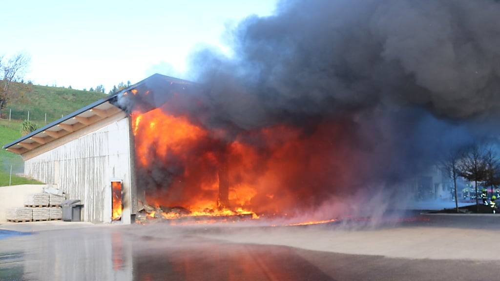 Die Werkstatt der Hühnerfarm stand im Vollbrand.