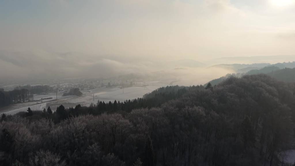So sieht der tiefgefrorene Kanton Aargau von oben aus