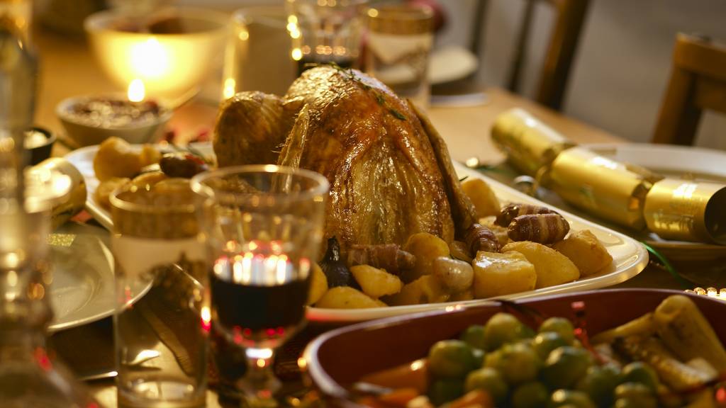 Weihnachtsessen Tisch Turkey