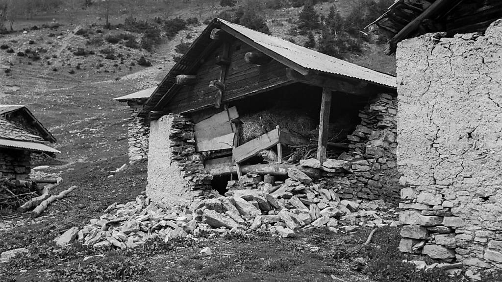 2019 sind in der Schweiz doppelt so viele Erdbeben verspürt worden wie im langjährigen Durchschnitt. Über Schäden wie beim Beben im Januar 1946 am Rawilpass im Kanton Wallis (Bild) wurde aber nichts bekannt.