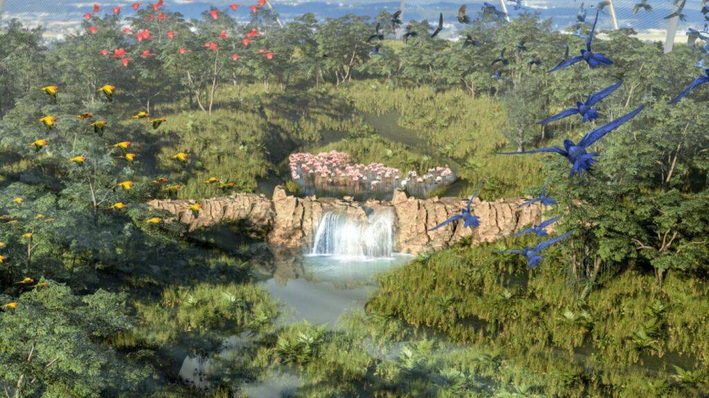 So soll die Pantanal-Voliere im Zoo Zürich einmal aussehen. Aktuell schwelt ein Streit mit der beteiligten Stahlbaufirma.