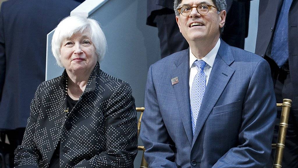 US-Notenbankchefin Janet Yellen und Finanzminister Jack Lew beim IWF-Treffen in Washington