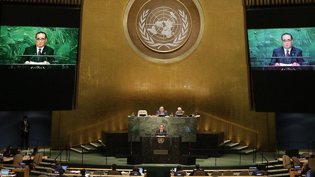 Nordkoreas Aussenminister Ri vor der UNO-Vollversammlung: Nach der Eskalation vor zwei Monaten sei es nun Zeit für eine Annäherung zwischen den Nachbarländern, so der Aussenminister.
