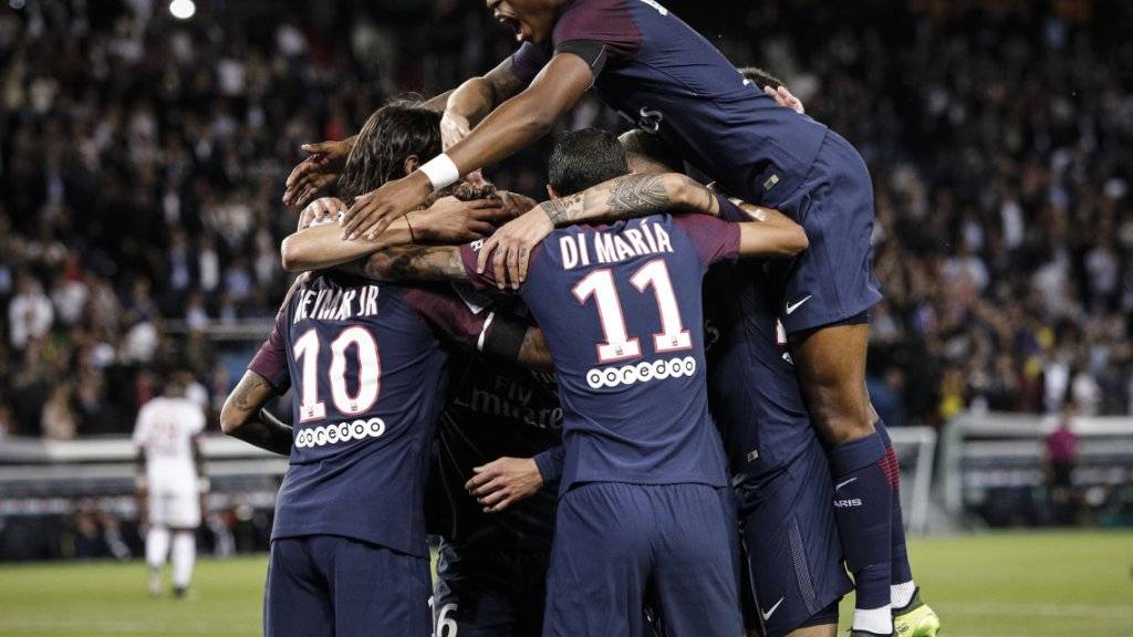 Der PSG jubelt mit Neymar (Nummer 10) - 6:2-Sieg gegen Toulouse