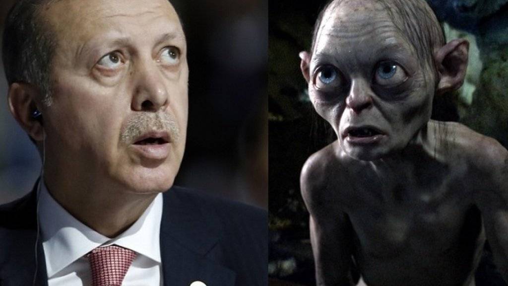 Ein türkisches Gericht lässt von Experten prüfen, ob es eine physiognomische Ähnlichkeit gibt zwischen Staatspräsident Recep Tayyip Erdogan (l) und Gollum (Archiv).