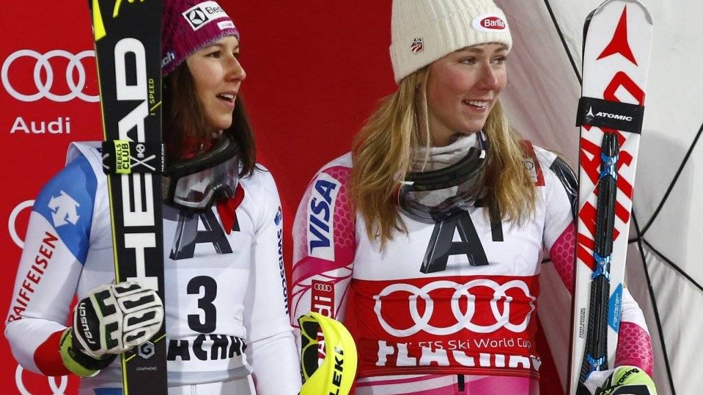 Standen oft zusammen auf dem Slalom-Podium: Mikaela Shiffrin (rechts) und Wendy Holdener