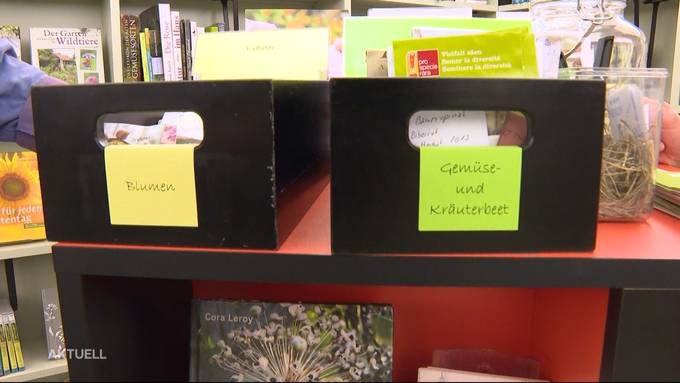 In der Stadtbibliothek Aarau kann man jetzt neben Büchern auch seltene Pflanzensamen mit nach Hause nehmen
