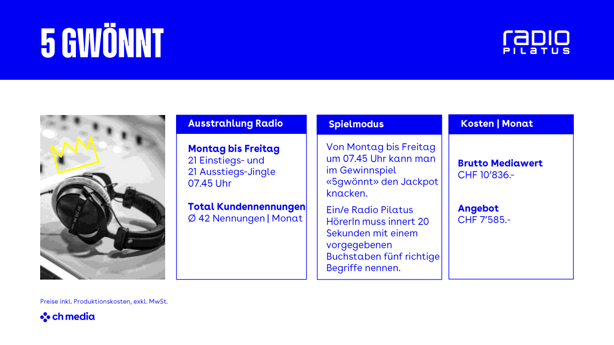 Radio Pilatus Sponsoring 5 gwönnt 2025