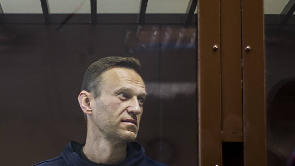 HANDOUT - Sorge um Alexej Nawalny: Der inhaftierte Kremlkritiker soll übermittelt haben, dass er Lähmungserscheinungen in einem Bein habe und nicht mehr auftreten könne. Foto: Uncredited/Babuskinsky District Court/AP/dpa - ACHTUNG: Nur zur redaktionellen Verwendung und nur mit vollständiger Nennung des vorstehenden Credits