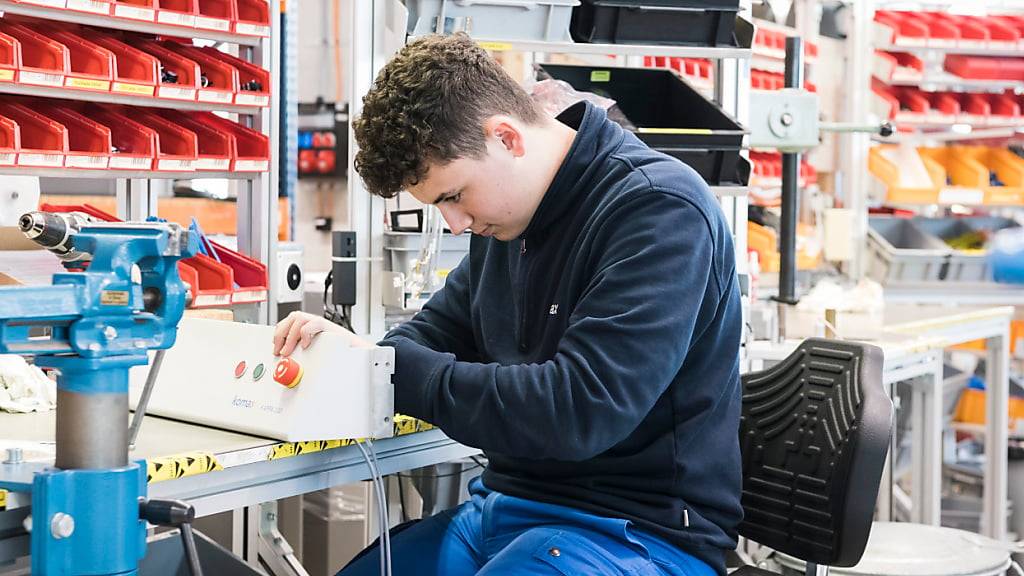 Jeder und jede Vierte bricht die Lehre ab. Stress, Erschöpfung, überlange Arbeitszeiten und zu wenig Lohn sind die Gründe. (Archivbild eines Automatikers in Ausbildung)