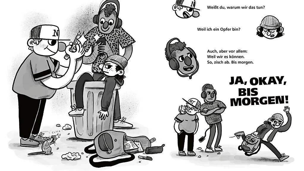 Eine Doppelseite aus dem Buch «Mein ziemlich seltsamer Freund Walter». Julius Thesing hat den Comic illustriert.