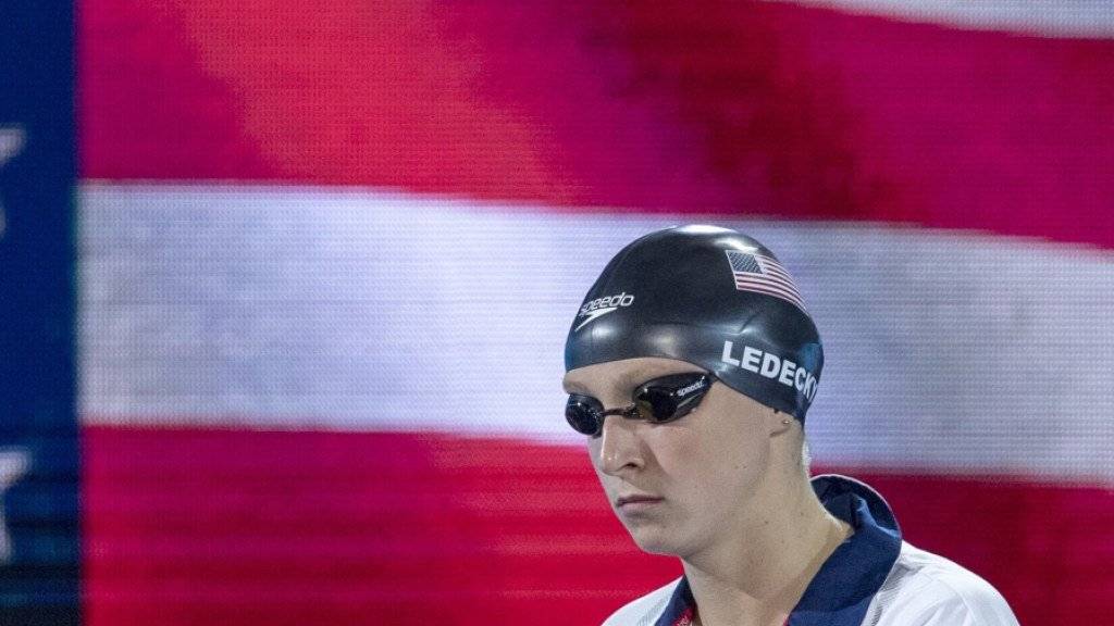 Die Amerikanerin Katie Ledecky unmittelbar vor ihrem ersten WM-Titel in Budapest