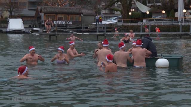 Sprung ins kalte Wasser am Faulensee