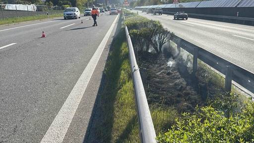Mutmassliches Zigarettenfeuer behindert Autobahn bei Domat/Ems GR