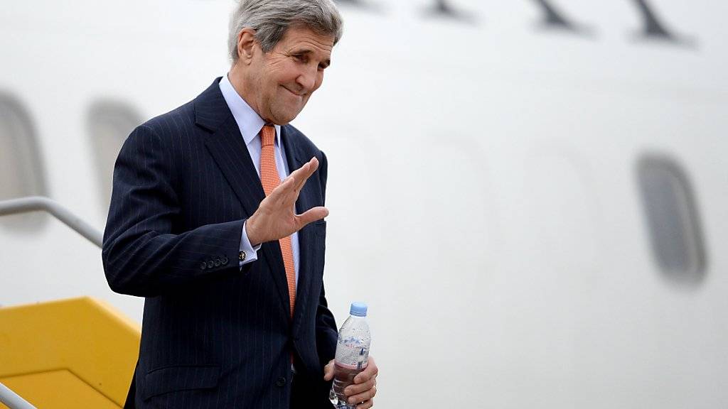 US-Aussenminister Kerry bei der Ankunft in Wien. Kerry kam am Donnerstag zunächst in getrennten Begegnungen mit seinen Amtskollegen aus dem Iran und Russland zusammen.