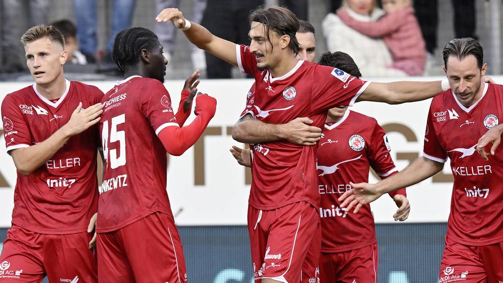 Aldin Turkes jubelt nach 2:1 von FC Winterthur gegen Lausanne-Ouchy, 23. September 2023