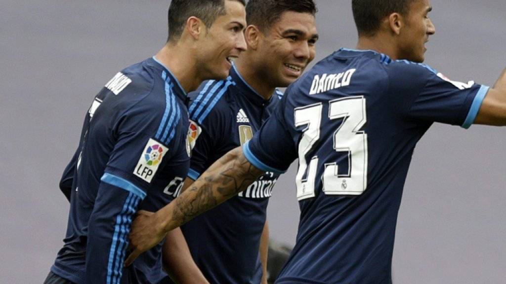 Zwei von drei Real-Torschützen gegen Vigo: Cristiano Ronaldo (ganz links) und Danilo (mit der Nummer 23)