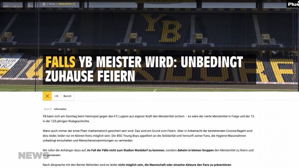 «Unbedingt zu Hause feiern»: YB bittet Fans zu Hause zu bleiben