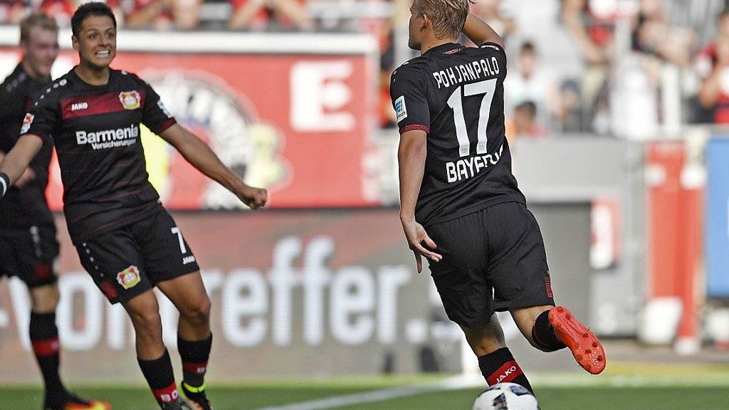 Joel Pohjanpalo schoss beim 3:1-Sieg von Leverkusen gegen Hamburg alle drei Bayer-Tore und zog damit in der Torschützenliste mit Robert Lewandowski gleich