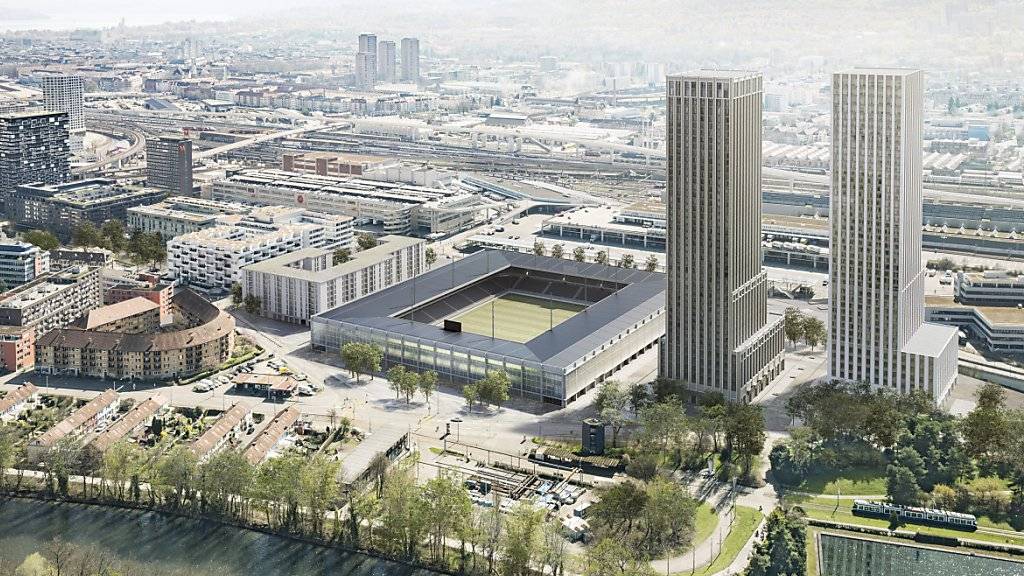 So könnte das zukünftige Fussballstadion auf dem Hardturm-Areal in Zürich aussehen. Am 25. November entscheiden die Stadtzürcher darüber an der Urne.