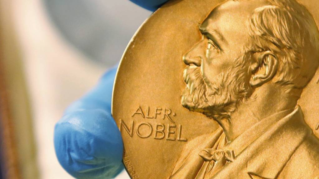 ARCHIV - Ein Mitarbeiter der Nationalbibliothek zeigt eine goldene Nobelpreismedaille. Foto: Fernando Vergara/AP/dpa