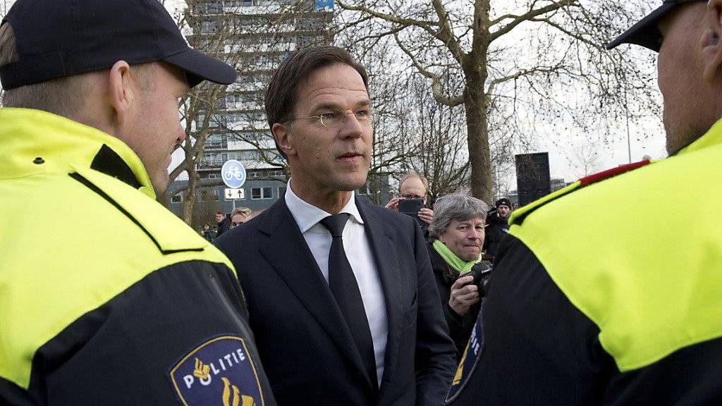 Der niederländische Premierminister Mark Rutte dankte der Polizei für ihren Einsatz. (Bild vom 19. März)