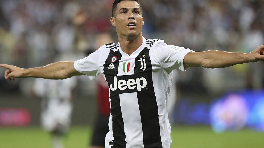 Cristiano Ronaldo zeigt eine gemässigte Freude nach seinem Siegestor gegen Milan