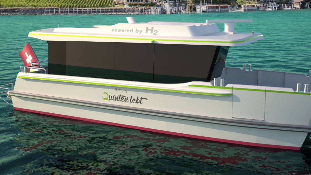 Mit Wasserstoffantrieb sollen Passagiere künftig über den Walensee schippern können. (Visualisierung)