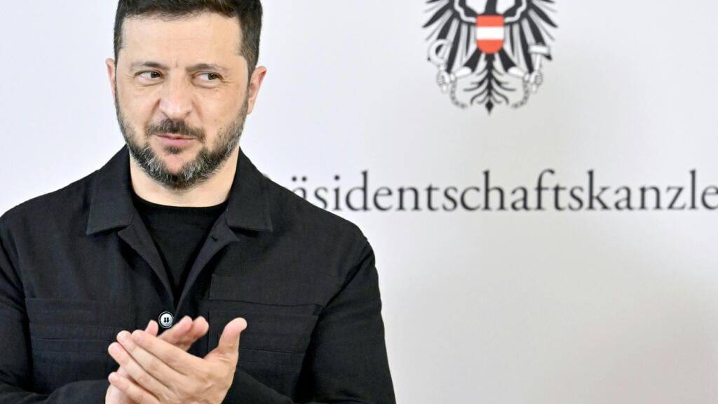Der Präsident der Ukraine, Wolodymyr Selenskyj in Wien. Foto: Hans Klaus Techt/APA/dpa