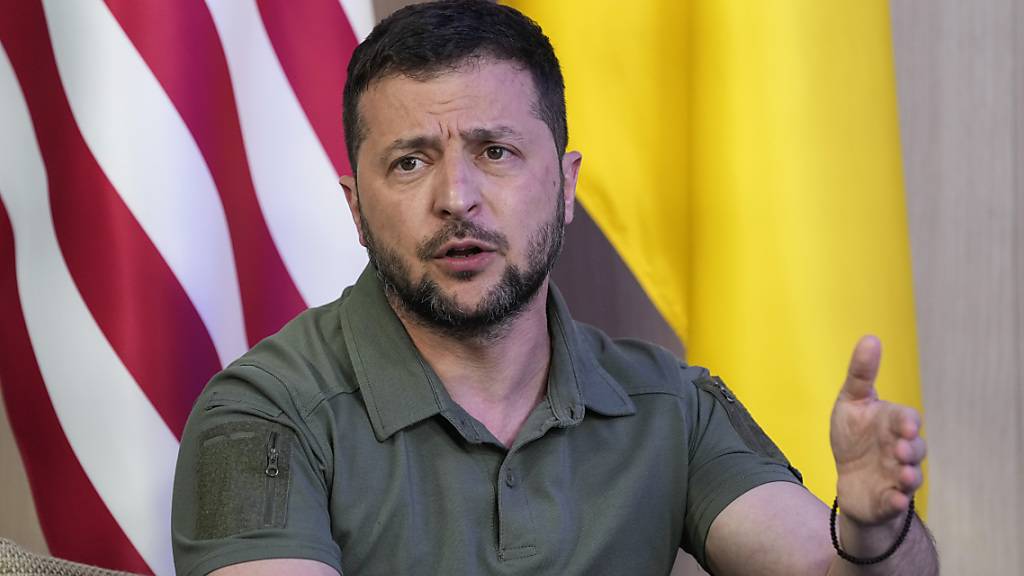 Der ukrainische Präsident Wolodymyr Selenskyj spricht letzten Monat auf einer Veranstaltung am Rande des Nato-Gipfels in Vilnius. Foto: Susan Walsh/AP/dpa