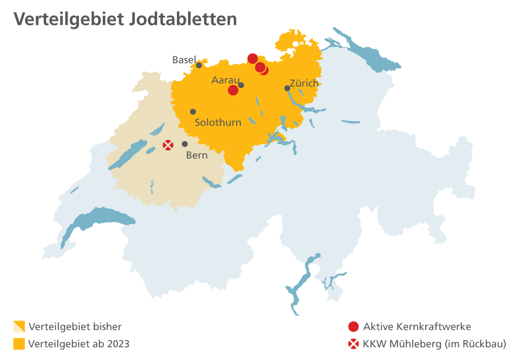 In diesen Gebieten werden im Herbst 2023 Jodtabletten verteilt.