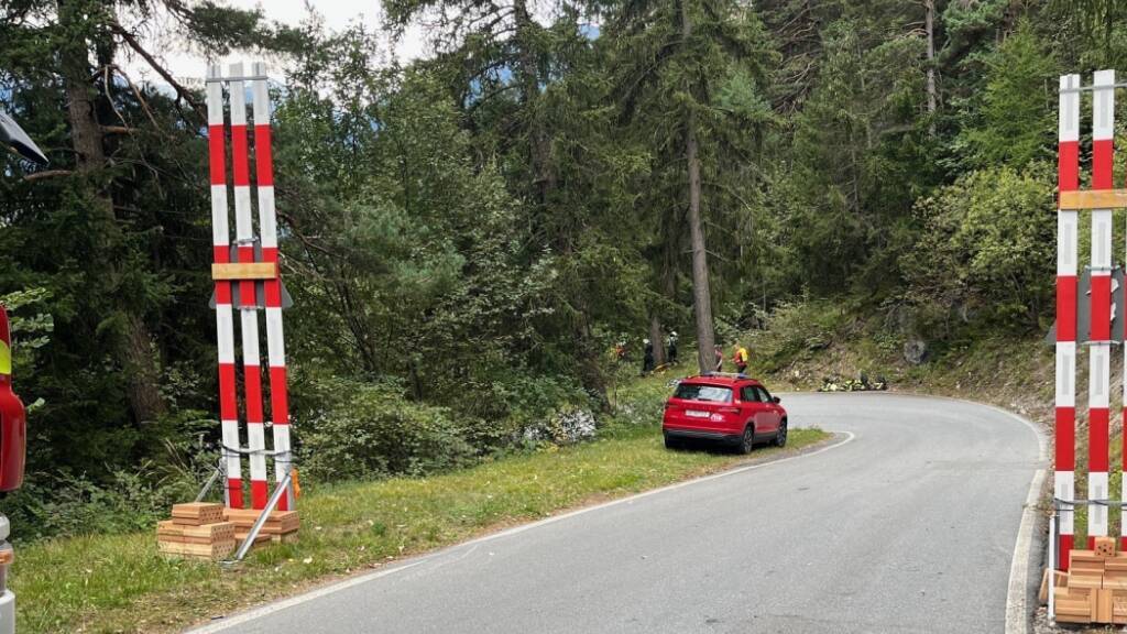 Das Auto wurde rund 15 Meter abseits der Strasse in steilem Gelände gefunden.