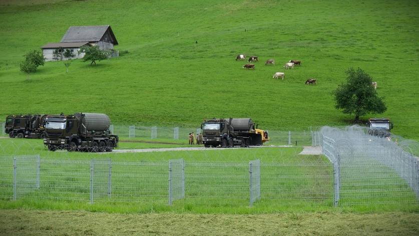 Ein halbfertiger Helikopterlandeplatz.