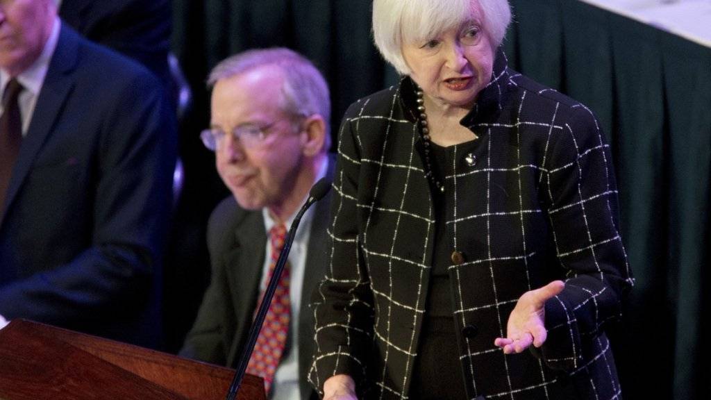 Fed-Chefin Janet Yellen bei einem Auftritt in New York: Die Protokolle der letzten Sitzung zeigen, dass sich die Fed-Führung über den Zinsentscheid nicht einig war. (Archivbild)