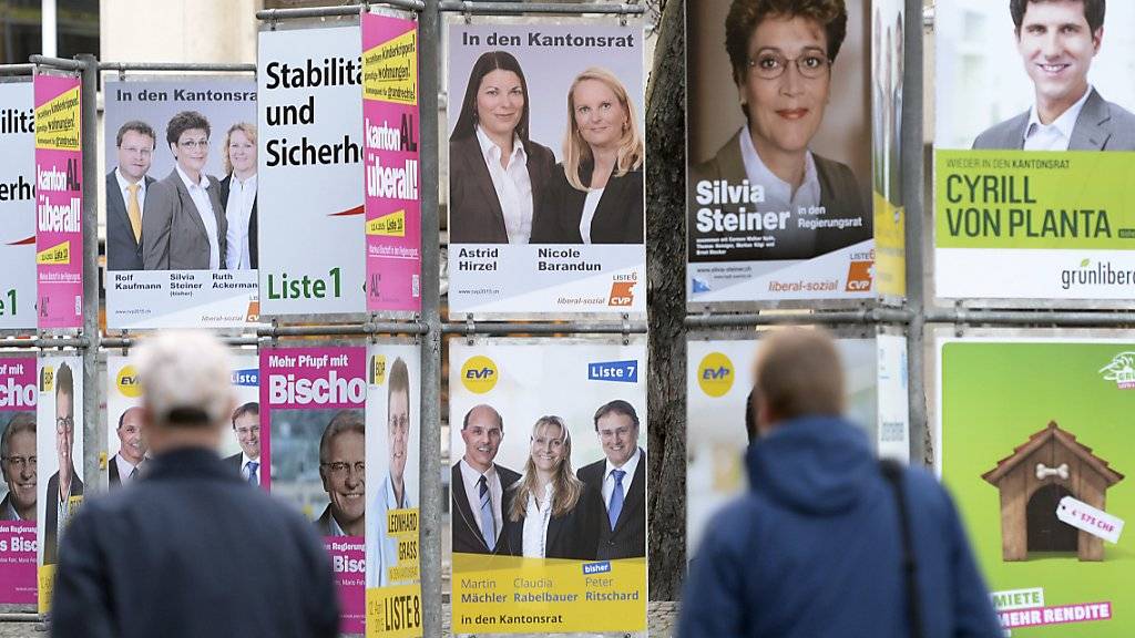 Wahlplakate für die Zürcher Regierungs- und Kantonsratswahlen vor vier Jahren. Im März wählt der Kanton erneut. Insgesamt sind es fünf Kantone, die im eidgenössischen Wahljahr 2019 ihre Regierung neu bestimmen.