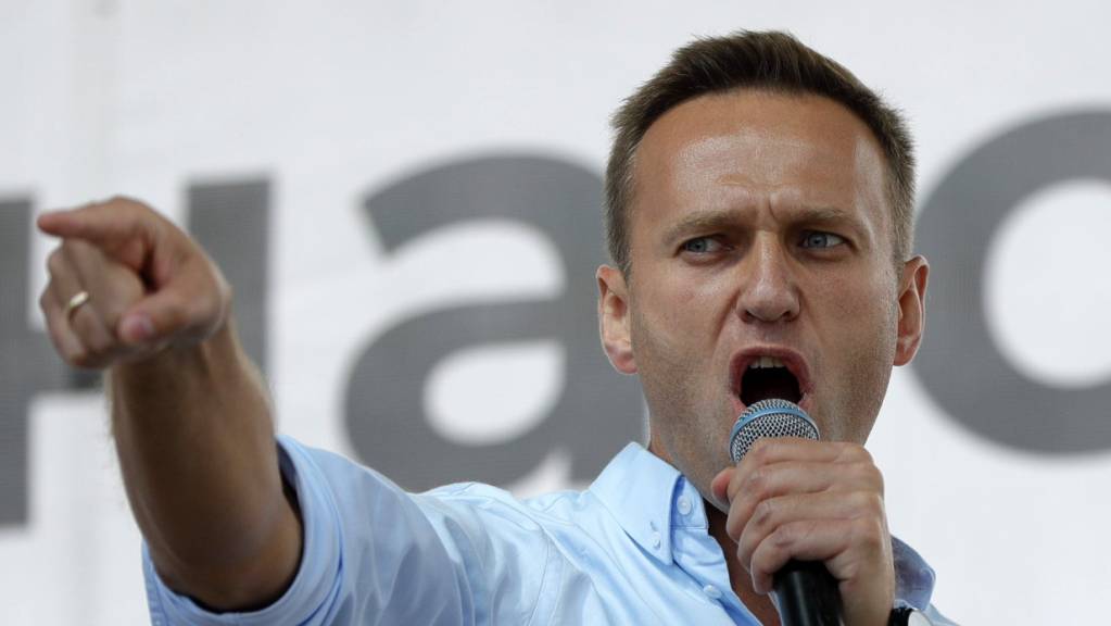Alexej Nawalny, Oppositionsführer aus Russland, spricht bei einem Protest in Moskau.